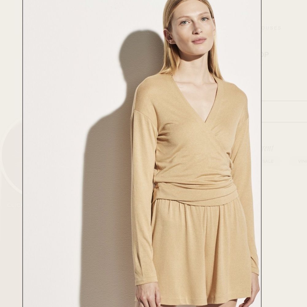 $110 Women's Vince Pull-On Oversized Lounge Shorts XS In Beige